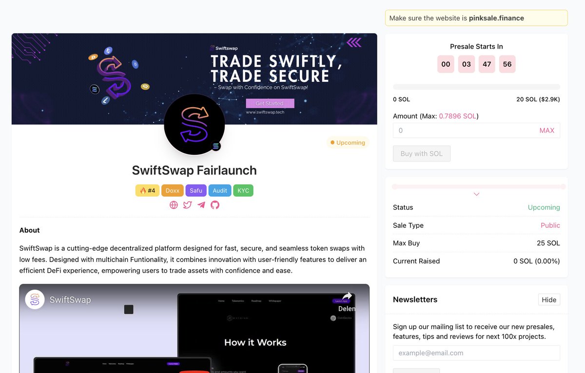 CoinsultAudits's tweet image. 🚀 SWIFTSWAP FAIR LAUNCH WILL START IN &amp;lt;4 HOURS

🎁 GIVEAWAY: $20 (48 hours)

1⃣ Follow @SwiftSwap_ &amp;amp; @CoinsultAudits 
2⃣ Like, RT and place a Comment 💬
3⃣ Go check out the Fair Launch of SwiftSwap 👇

pinksale.finance/solana/launchp…

#pinksale #giveaway #cryptogiveaway #swiftswap #safu…