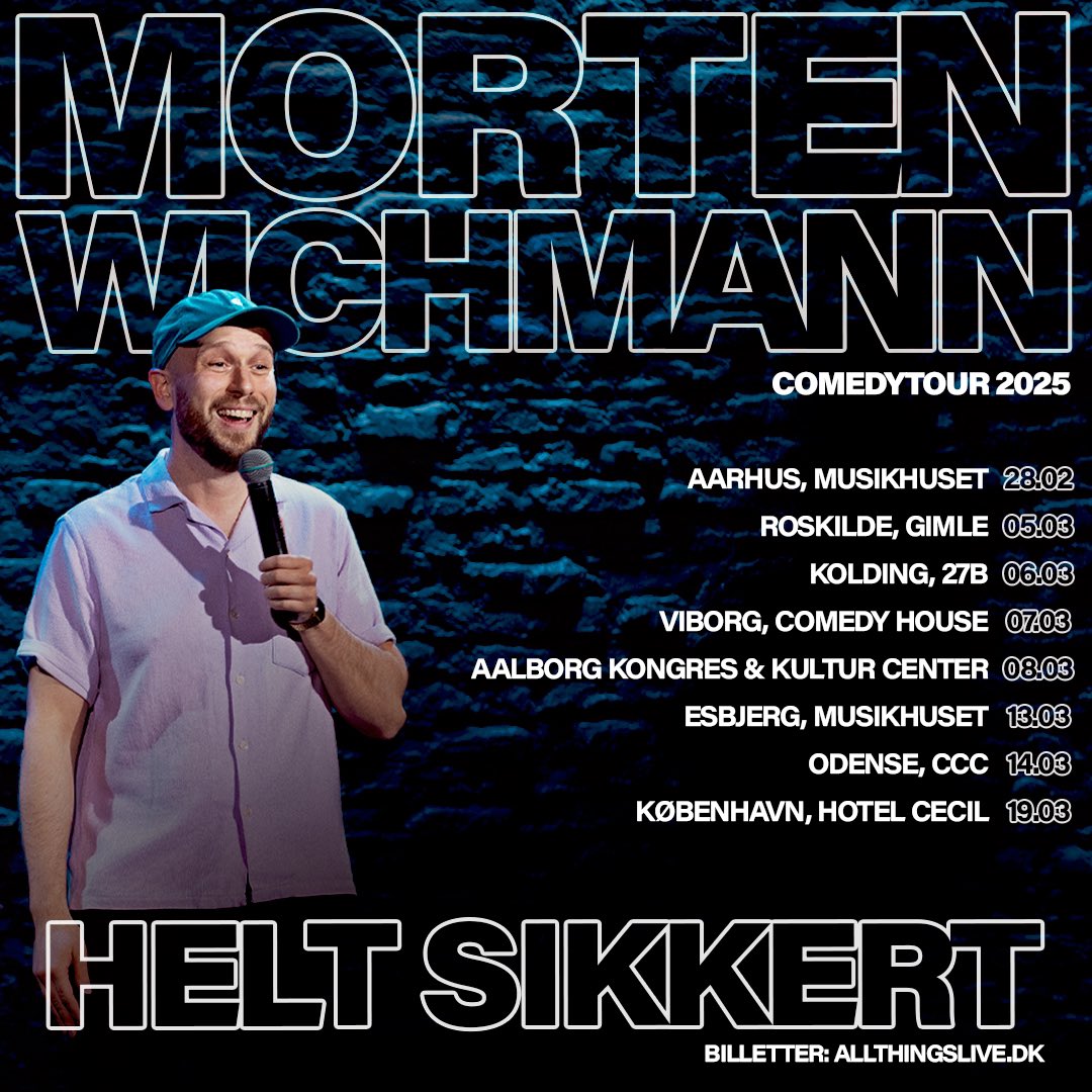 Undskyld jeg afbryder den altid fede stemning på X. Men der er stort nyt. Jeg tager på turne til foråret. Mit tredje oneman-show, med titlen HELT SIKKERT. Jeg er begejstret, spændt og overforberedt. Og helt sikker på, at det bliver mit bedste show hidtil. Håber på at se jer!