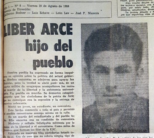 Un 14 de agosto pero de 1968 el Partido Colorado asesinaba a un joven que luchaba por lo que luego, y hasta hoy, millones de 🇺🇾 disfrutamos: boleto más barato y/o gratis para los estudiantes.

Acordate; lo que hoy tenés es fruto de la lucha de tus predecesores. ¡Salud! 🌻