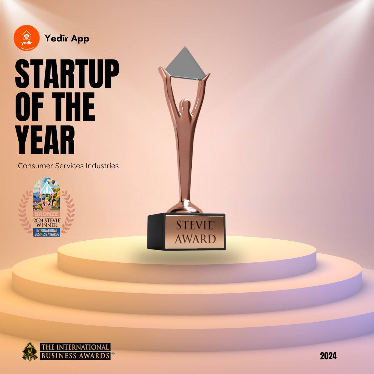 Yedir App has been recognized as a Bronze <a href="/TheStevieAwards/">The Stevie® Awards</a> winner in The 21st Annual International Business Awards®️. More than 3,600 nominations from organizations of all sizes in 62 nations and territories were submitted for consideration. #TheStevieAwards #StevieWinner2024