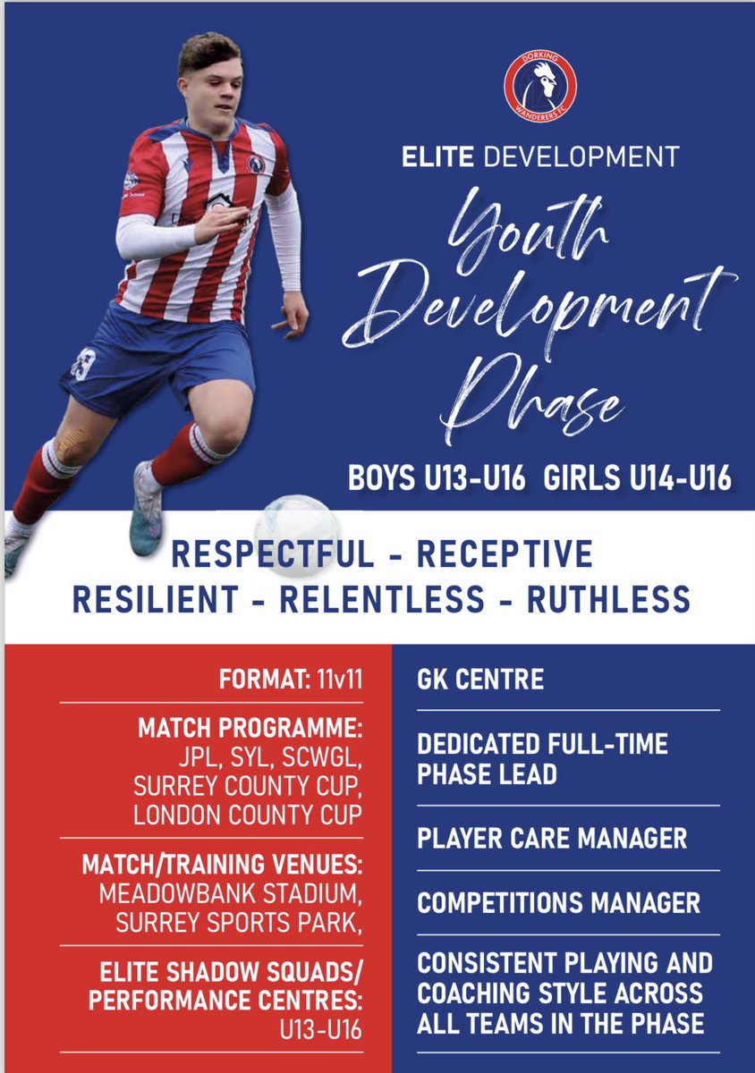 Dorking Wanderers Elite (@dwfcelite) on Twitter photo U13 Trials Match v Horsham FC, Sun 18 August, 9.30am KO, Meadowbank Stadium
We have 3 spaces in this game for v strong players interested in our JPL &/or SYL U13 Elite teams.
Email Name/DOB/Playing Exp to richard@dorkingwanderers.com @academy_dwfc <a href="/DorkingWDRS/">Dorking Wanderers FC</a> #FutureWanderers U13 Trials Match v Horsham FC, Sun 18 August, 9.30am KO, Meadowbank Stadium
We have 3 spaces in this game for v strong players interested in our JPL &/or SYL U13 Elite teams.
Email Name/DOB/Playing Exp to richard@dorkingwanderers.com @academy_dwfc <a href="/DorkingWDRS/">Dorking Wanderers FC</a> #FutureWanderers
