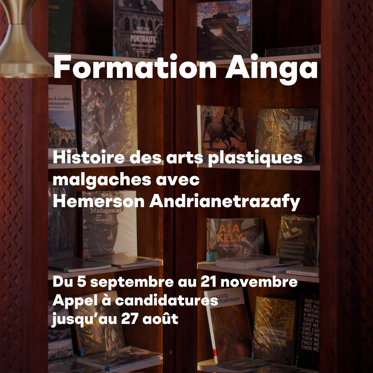 📝 Formation Ainga - Appel à candidatures pour la formation : histoire des arts plastiques malgaches 

Plus d'informations : fondation-h.com/programmes-fr/…

#FondationH #FormationAinga