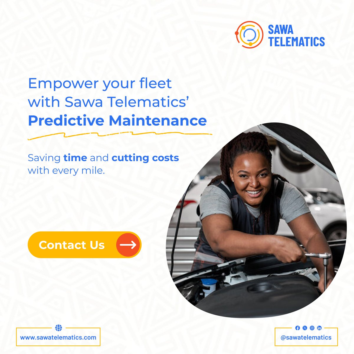 Midweek Tip: Let Sawa Telematics predict your vehicle maintenance Overhaul. 

Our AI makes it easy to keep your vehicle life span data at your fingertips!

#fleetmanagement #telematics #predictivemaintenance #AI