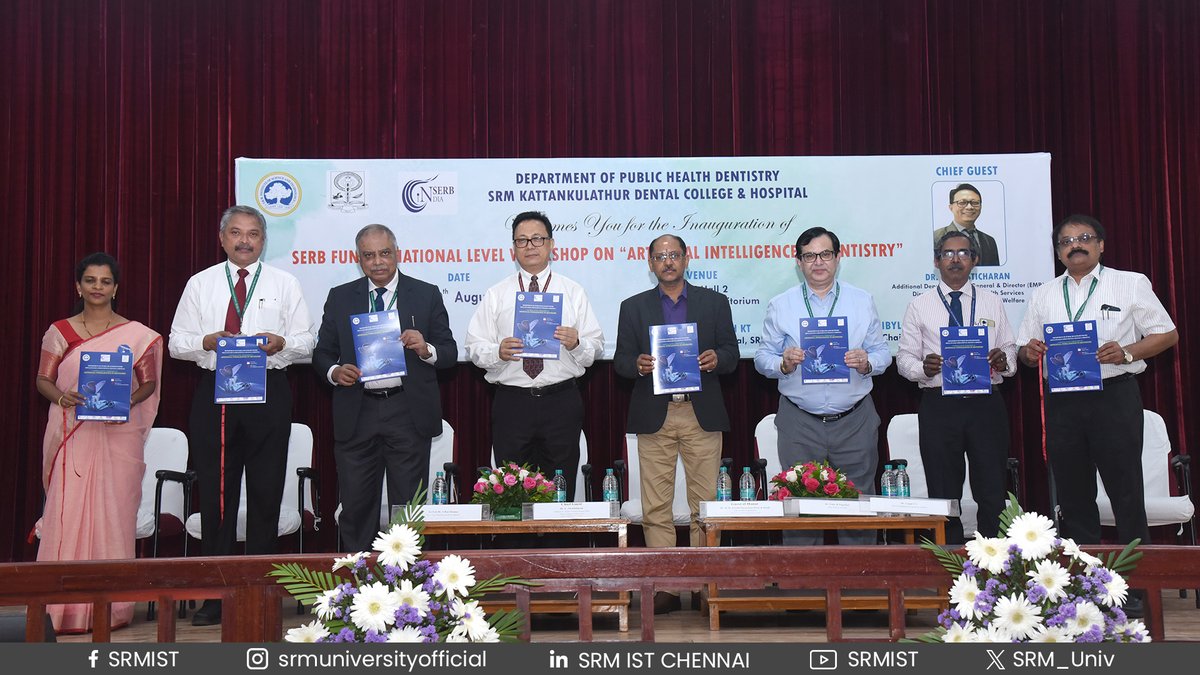 SRM_Univ's tweet image. The Department of Public Health #Dentistry at SRM Kattankulathur Dental College and Hospital organized a 2-day SERB-funded #NationalWorkshop on "Artificial Intelligence in Dentistry" on 9th and 10th August 2024, at Dr. T. P. Ganesan Auditorium. 

#SRMIST #oralhealth #dental