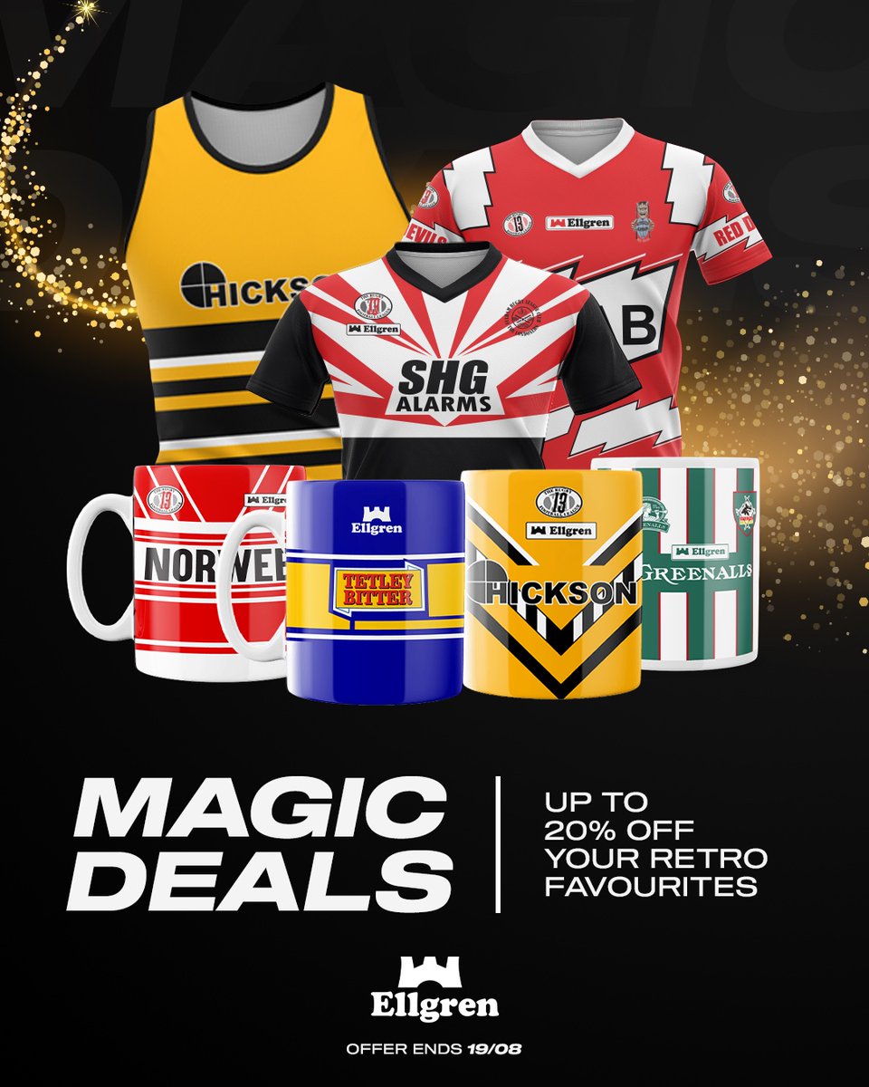 OfficialEllgren's tweet photo. We've got some magic deals taking place on your Ellgren Retro favourites over the WKND - with up to 20% off online! 🪄

The deals have already started over on the Ellgren website 👉 https://t.co/fvWZN4tLeQ

#Ellgren | #MagicDeals | #RugbyLeague https://t.co/X9KIEQTsE6