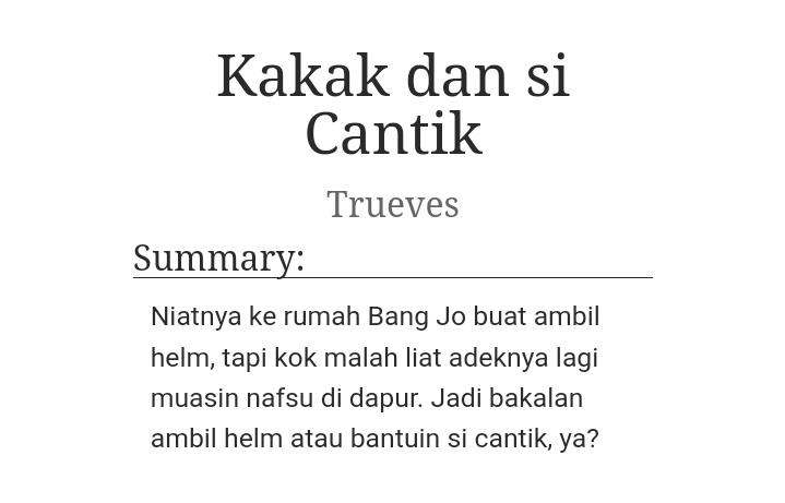 Trueves's tweet photo. Kakak dan si Cantik
— markhyuck oneshot au 🔞

https://t.co/h6vvzAkLvb

©️Trueves https://t.co/Bl2v24uNYz
