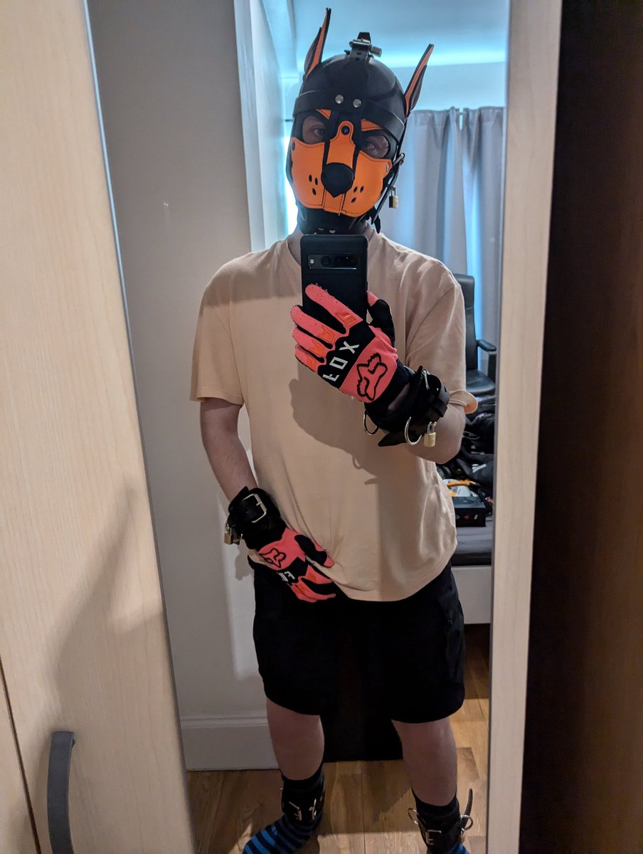 Before I locked my dainese suit on I had to make sure the timer lockbox worked properly, muzzling and cuffing a puppy seemed like a good test!
Shame it was too hot for more gear that day