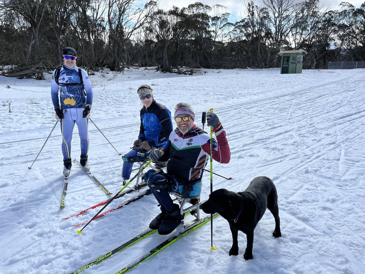 doug_griffiths's tweet photo. Trying something new. Some Nordic skiing with a few adaptive athletes. How’s the serenity….well the tranquility was broken by my heavy breathing. Working hard and having fun. #skiing #mthotham #moresnowplease https://t.co/TR5N2cpRa3