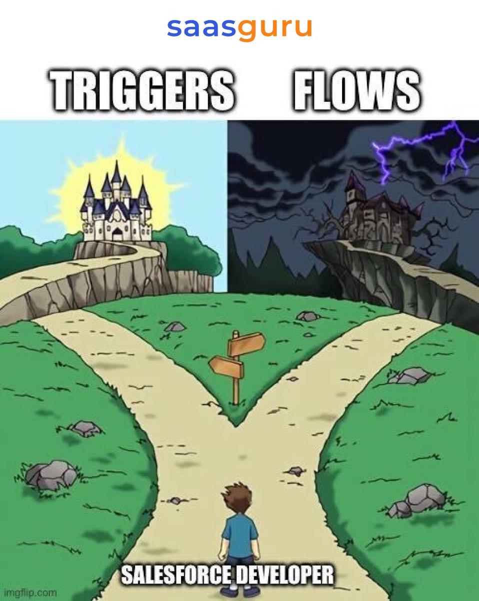 SaasguruHQ's tweet image. 🤖 Triggers or Flows? 🤷‍♂️

The eternal debate for every Salesforce Developer! Which road do you travel more often? 🛤️

#Salesforce #DeveloperDecisions #Automation #SalesforceFlows #SalesforceTriggers #saasguru