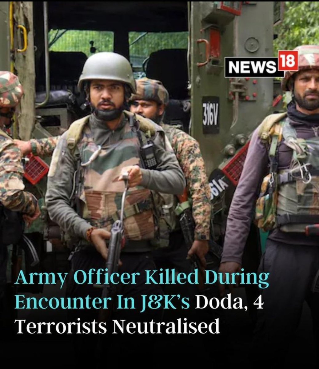 Soldiers_Swag's tweet image. जम्मू-कश्मीर के डोडा में आतंकवादियों के साथ मुठभेड़ में सेना के "कैप्टन शहीद" । 🙏
 शहीद जवान को कोटि कोटि नमन, जय हिंद  #JaiHind 
 #dodaterroristattack