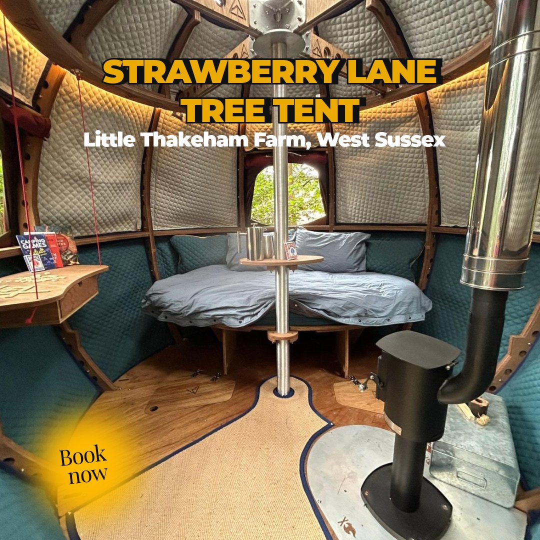 TreeTents's tweet image. The Strawberry Lane Tree Tent in #WestSussex is now ready for you to book! 🍓

Your trip includes not only the #TreeTent, but the full site to yourself; complete with wood-fired hot tub, bathroom, shower, kitchen, oven, loungers &amp;amp; much more.

🏕️ Book now: treetents.co.uk/blogs/sites/st…