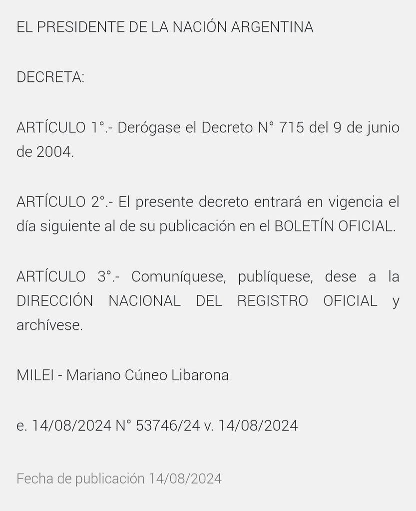 La impunidad se publicó hoy en el Boletín Oficial.
El gobierno de Milei y Villarruel avanza en el mandato de borrar la Memoria y ocultar la Verdad disolviendo la Unidad encargada de la búsqueda de los nietos y nietas que siguen  apropiados por la Dictadura. Su búsqueda es una
