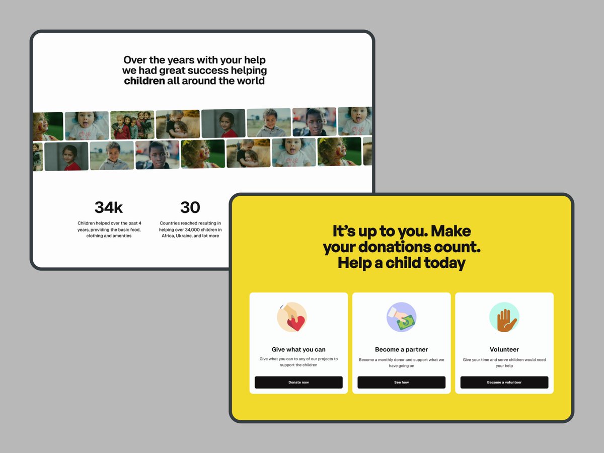 Daanielosas's tweet photo. Web sections for non profit org webpage ⚡

#web design #uidesign https://t.co/4vwrNt0JKp
