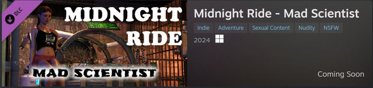 PPG_dev's tweet image. Midnight Ride - Mad Scientist 
store page is live now, go wishlist it right away!
store.steampowered.com/news/app/12101… #MidnightRide #adultgame #3DCG #DAZ3D #adultVN