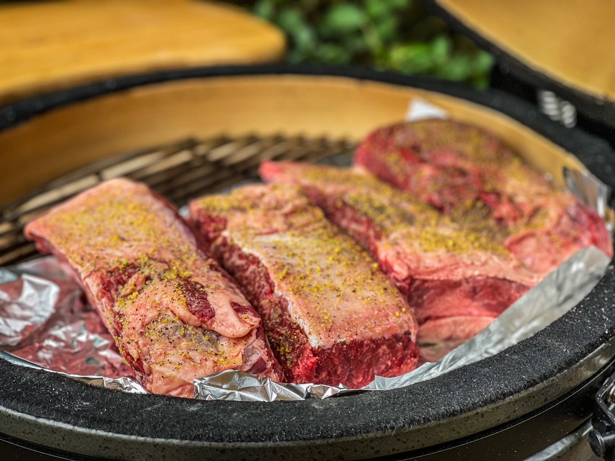 Getting fully back into cooking from scratch again. 

Got these monster beef short ribs on low n slow for the next 6 hours. 

Will they be ready before stream… no