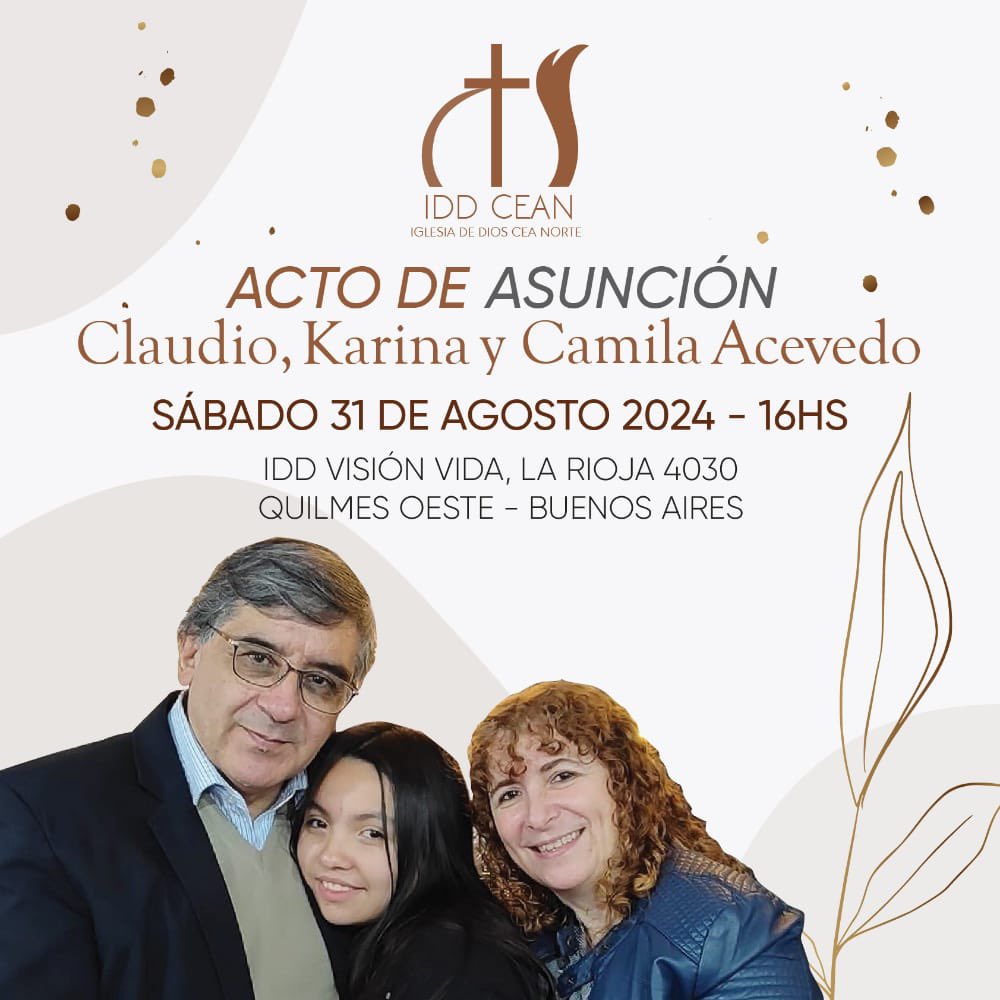 iddargentina's tweet photo. Ceremonia de Asunción:
CEA SUR, Pr. Teo y Lili Díaz- Viernes 30 IDD Casa del Alfarero/Batán y CEA NORTE, Pr. Hugo y Karina Acevedo- Sábado 31 de Agosto IDD Visión Vida/Quilmes Oeste https://t.co/EJabNyQDyO