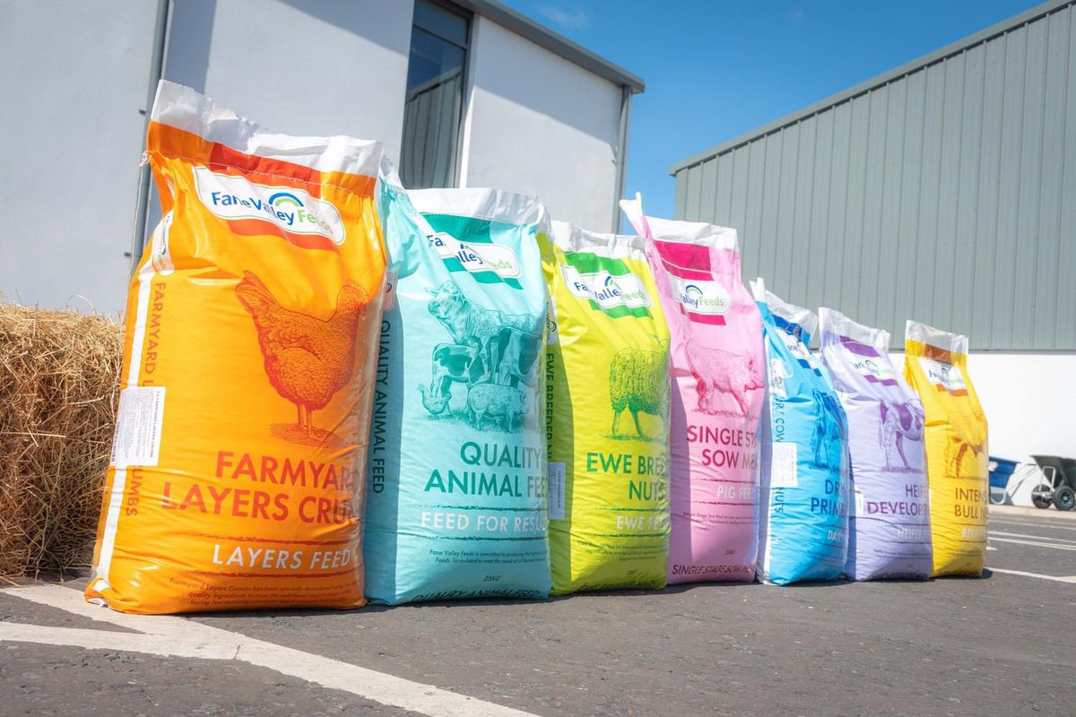 Delighted to see our new complete range of colourful 25kg animal feed bags  in all Fane Valley Stores across the province. We are loving the  illustrations and colour coding to make selection, image size:1200x800