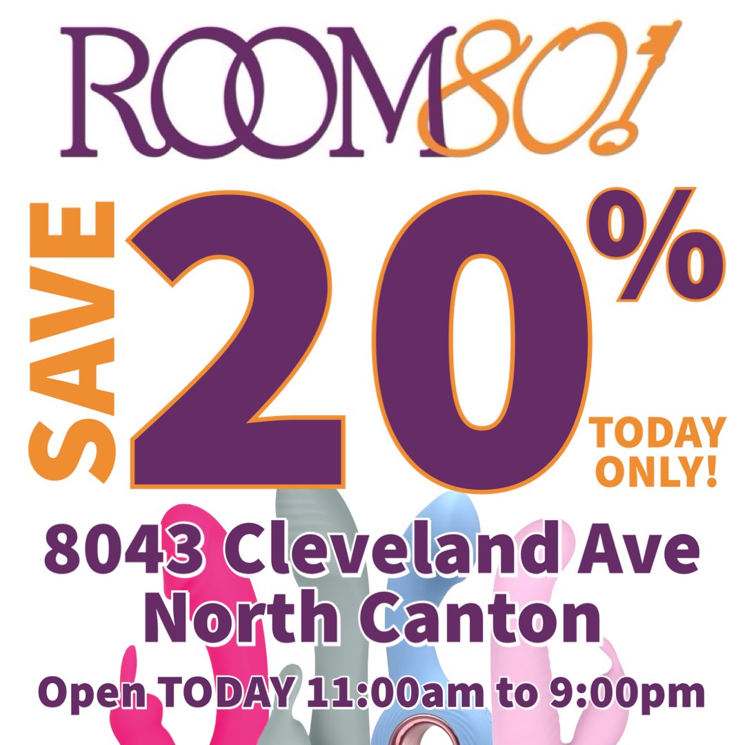 adultmartstores's tweet photo. Today only!! Save 20% on your purchase at Room 801 at 8043 Cleveland Avenue in North Canton! Toys, lingerie, lube, massage, DVD and more!! https://t.co/OGpzTPyo1C