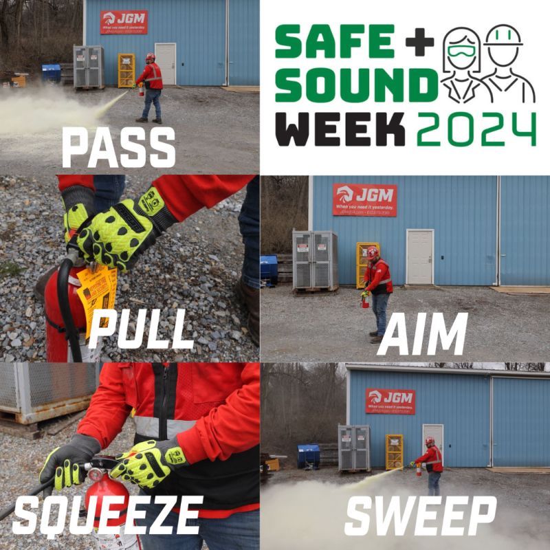 jgm_steel's tweet image. During Safe + Sound Week 2024, our team is sharpening their skills and deepening our commitment to workplace safety. 

𝐏𝐀𝐒𝐒 stands for:
𝐏ull the Pin
𝐀im at the base of the fire
𝐒queeze the handle
𝐒weep side to side

#SafeAndSound2024 #PASSMethod #UncompromisingSafety