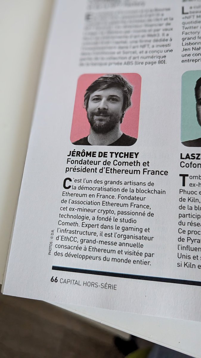 Michael_Bricout's tweet photo. Pretty cool to see @jdetychey and @Cometh on the latest @MagazineCapital #crypto #ethereum #blockchain #futurist24 https://t.co/uJSy0voHGd