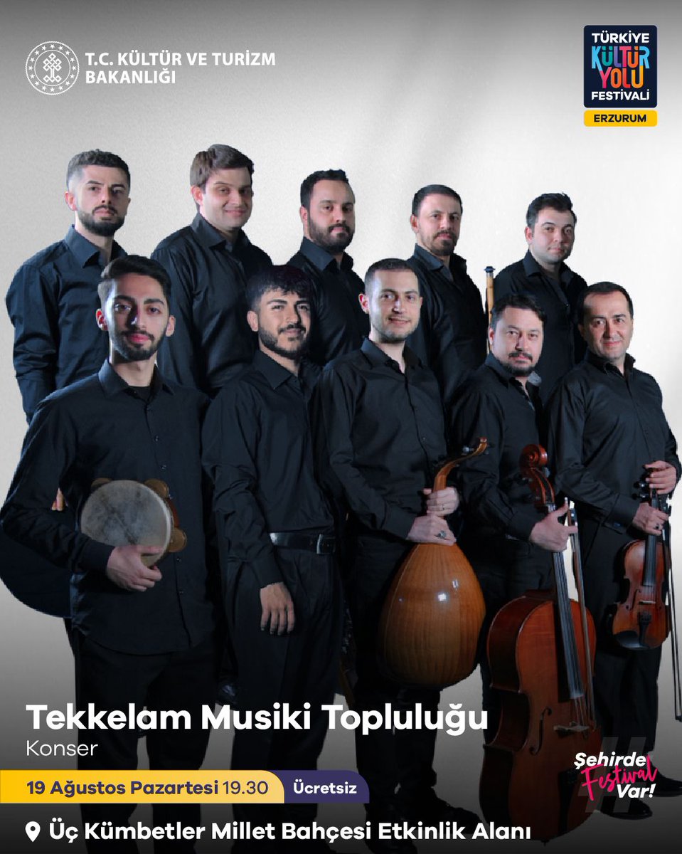 tekkelamder's tweet photo. Tekkelam Musiki Topluluğu Kültür Yolu Festivalleri Kapsamında 19 Ağustos 19:30 da Erzurum’da!

@TCKulturTurizm https://t.co/BeciVCBwW6