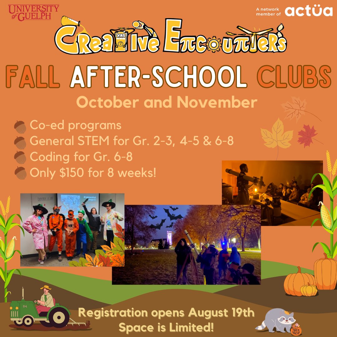 CEScamps's tweet photo. It's back to STEM club season! 🍂📓🎉

Join us this October and November for:
> Jr STEM Club 🔬 (Gr. 2-3)
> Int STEM Club ⚗️ (Gr. 4-5)
> Sr STEM Club 🧬 (Gr. 6-8)
> Sr Coding Club 💻 (Gr. 6-8) - NEW!

Registration opens Aug 19th - check out our website for more info! https://t.co/xNHYPsLe5n