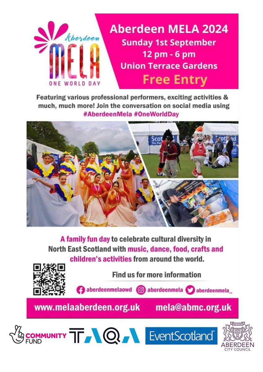 abmcuk's tweet photo. Mark your calendars and be a part of an incredible celebration of the cultural diversity in the North East of Scotland!
📷 Date: 1st September 2024
📷 Time: 12pm - 6pm
📷 Location: Union Terrace Gardens, Aberdeen
We can’t wait to see you there! https://t.co/aSuHNQPidO