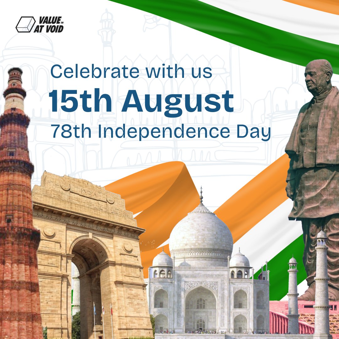 valueatvoid's tweet image. Wishing everyone a Happy Independence Day! 🇮🇳

From all of us at Value at Void, let's celebrate the freedom that unites us and the spirit that drives us forward.
#valueatvoid #independenceday #innovationandfreedom #78thindependenceday #independence #15august #tricolor #bharat