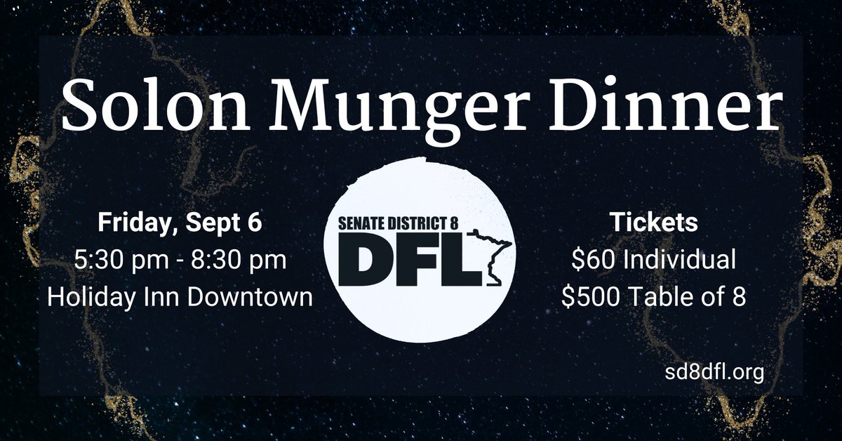Congrats to <a href="/RepJenSchultz/">Jen Schultz</a> and <a href="/PeteJ_MN8A/">Pete Johnson</a> on making it through to the general election with resounding results!

Now feels like a great time to remind folks to come and celebrate ALL of our endorsed candidates at the Solon Munger Dinner happening Friday, September 6!