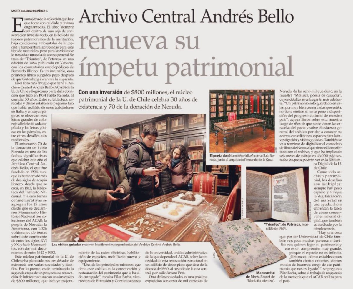 El archivo de las manos enguantadas: <a href="/Archivo_Bello/">Archivo Central Andrés Bello</a> de la <a href="/uchile/">Universidad de Chile</a>.
<a href="/RosaDeves/">Rosa Devés</a> <a href="/sboric/">Simón Boric Font</a> <a href="/fretamal1974/">fabian retamal</a> <a href="/PabloNeruda_CL/">Pablo Neruda</a> <a href="/fundacionneruda/">Fundación Neruda</a>