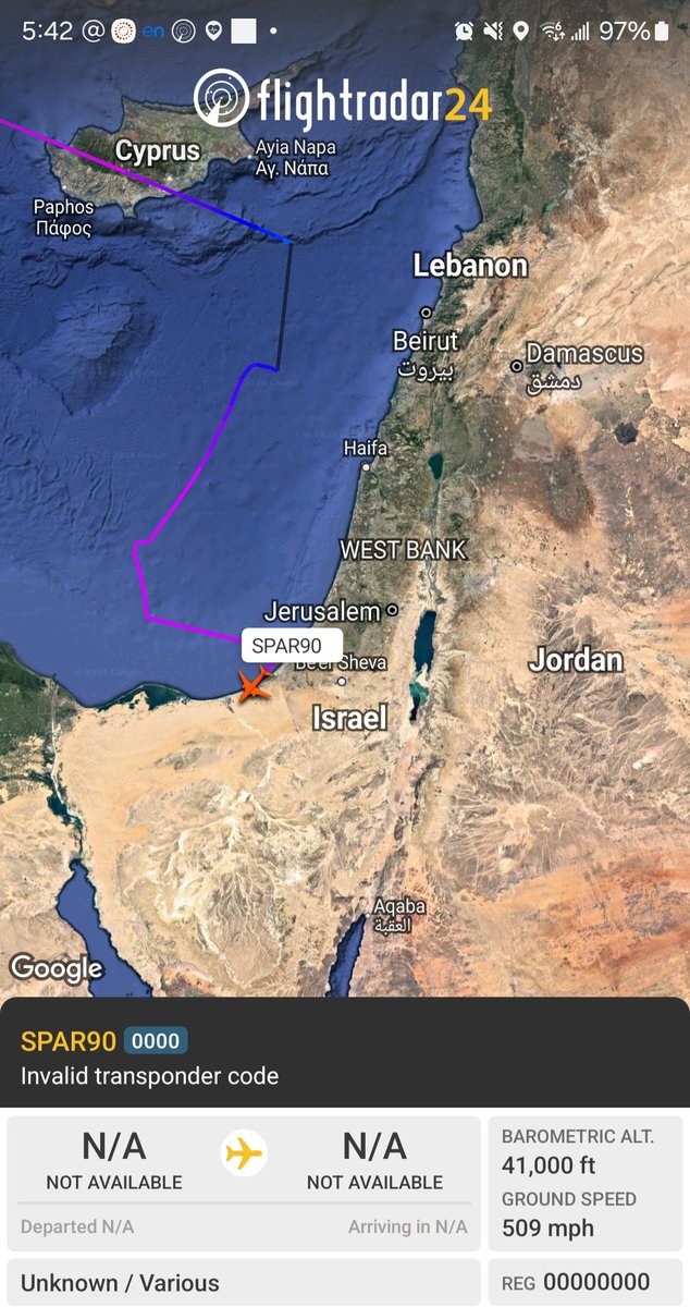 Borrowed7Time's tweet image. USAF a/c w/invalid transponder code &amp;amp; c/s SPAR90 in the air. This is a C37A 01-0030 #AE115E with US envoy Amos Hochstein aboard. After meeting in Beirut, he's off to Doha for more Gaza-related meetings.
A h/t to @LebanonJets for the details!
@sipjack1776 @Dinlas3
