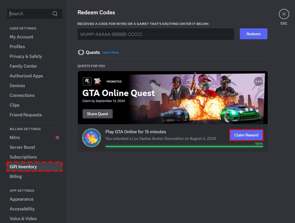 GTA Discord Reward Step 1