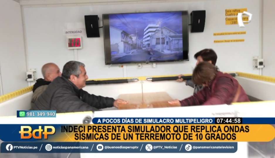PanamericanaTV's tweet photo. BDP EnVivo | #SIMULADOR DE TERREMOTO DE 10 GRADOS. @indeciperu presenta máquina a pocos días de #SimulacroMultipeligro
Míranos EN VIVO ►https://t.co/NDeYp3Eyo8
#PanamericanaTelevisión https://t.co/97KBGSoqTZ
