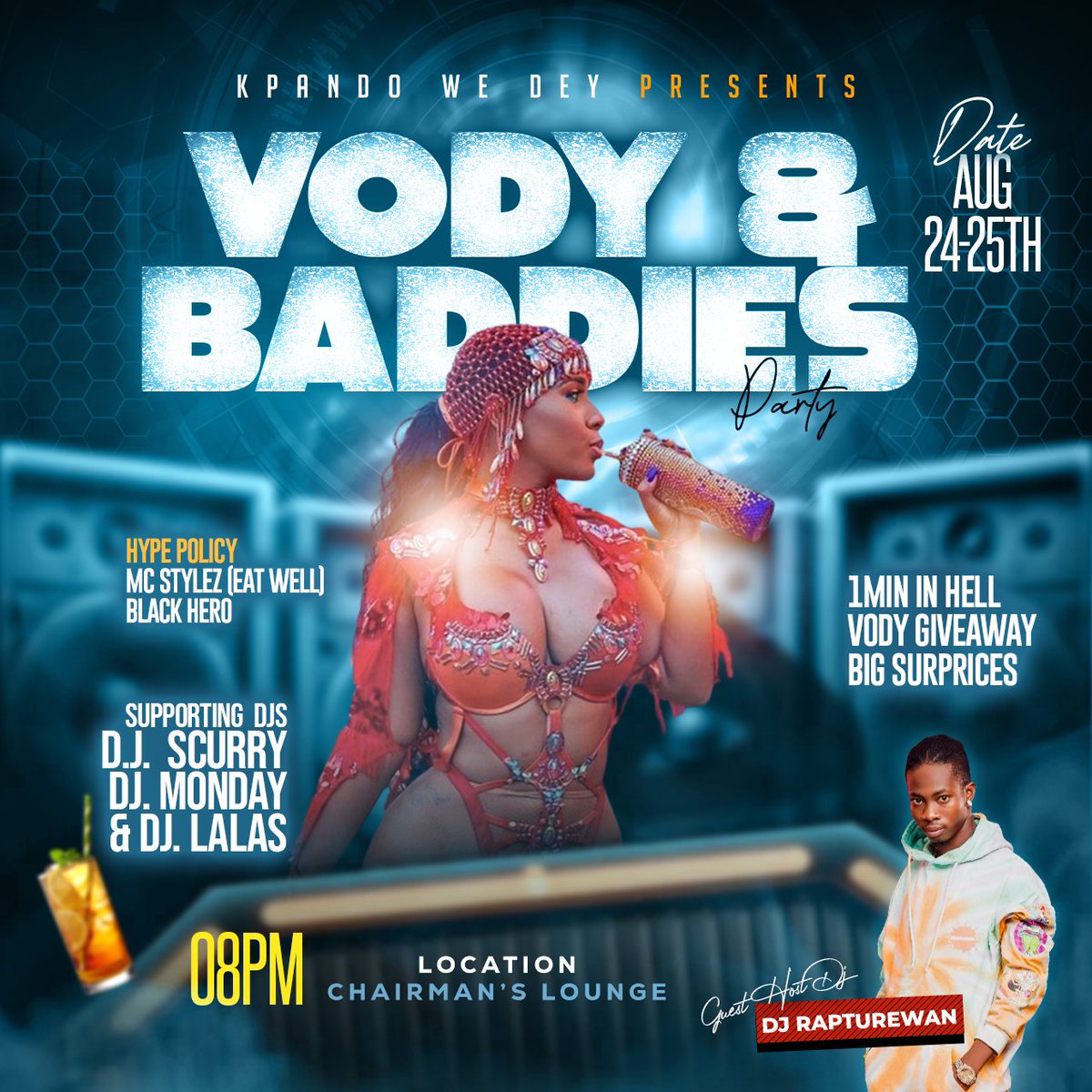 Godwin_Sedudzi's tweet photo. Kpando Is Our Home 🏡 

Let's party hard with Vody and the baddies while good music flows from your dopest DJs and entertainers 💿🍿🍹

It's a big thing for the summer 💥

#kpandowedey
#djrapturewanofficial
#chairmanslounge
#themixking
#vodyparty https://t.co/ogiMx0O5QQ