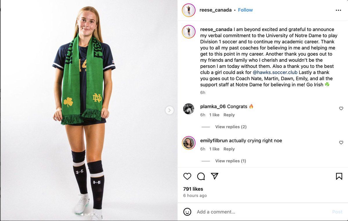 ECNL/GA/Recruiting/College Soccer (@imyouthsoccer) on Twitter photo Another #ECNL player from the Class of 2026 has verbally committed to play Power 4 D1 soccer. Huge Congratulations to <a href="/CanadaReese/">Reese Canada</a> who is on our Top Players in the Class of 2026!! Another #ECNL player from the Class of 2026 has verbally committed to play Power 4 D1 soccer. Huge Congratulations to <a href="/CanadaReese/">Reese Canada</a> who is on our Top Players in the Class of 2026!!