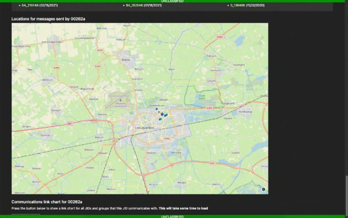 josephfcox's tweet photo. New: here are never-before-published screenshots of the FBI's dashboard for wiretapping the world. "Hola iBot" was used to monitor millions of messages from the secretly backdoored messaging app Anom. But also map social connections, plot movements, more https://t.co/xdvxCpXRfq https://t.co/LmQ0JXwb1K