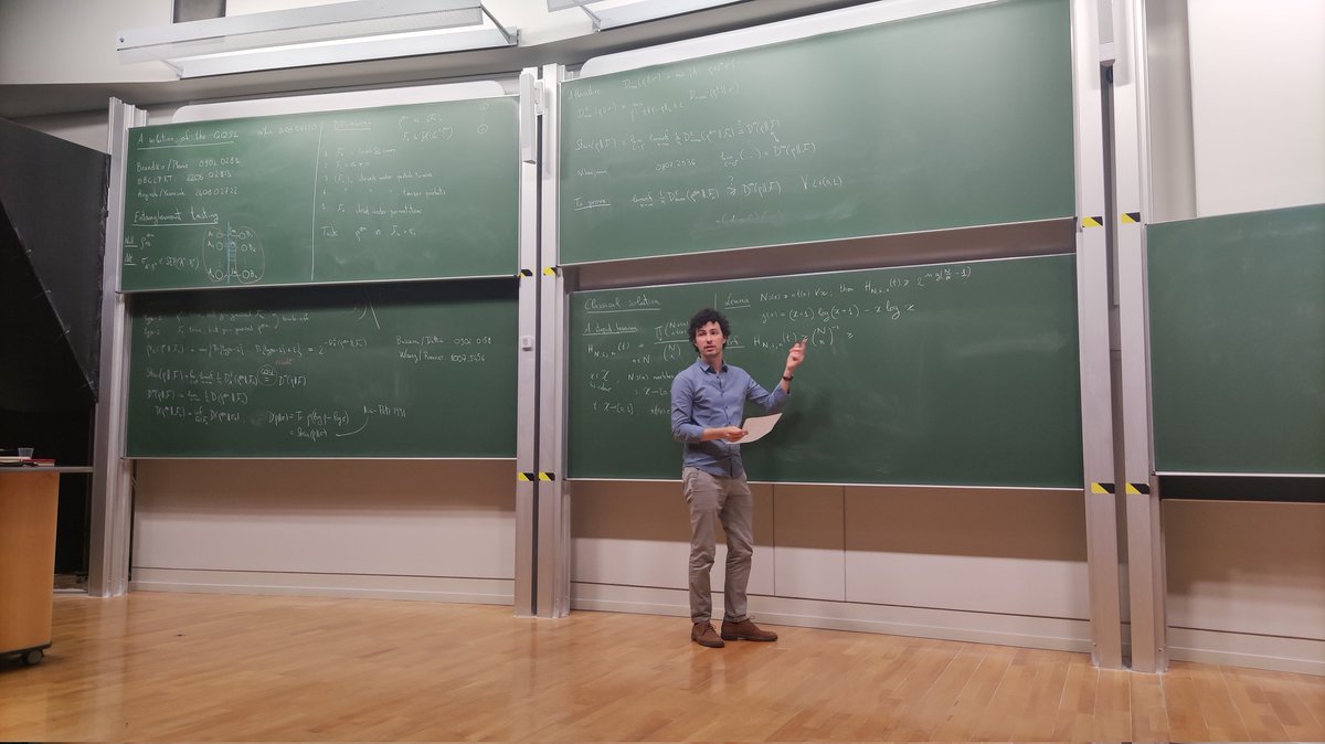 <a href="/LamiLudovico/">Ludovico Lami</a> presented his solution to the generalized Stein's lemma (arXiv:2408.06410) today at felixleditzky.info/bqm/. This comes shortly after Hayashi &amp; <a href="/HayataYamasaki/">Hayata Yamasaki</a>'s proof (arXiv:2408.02722). Thanks to @felix_led and <a href="/markwilde/">Mark M. Wilde</a> for organizing!
