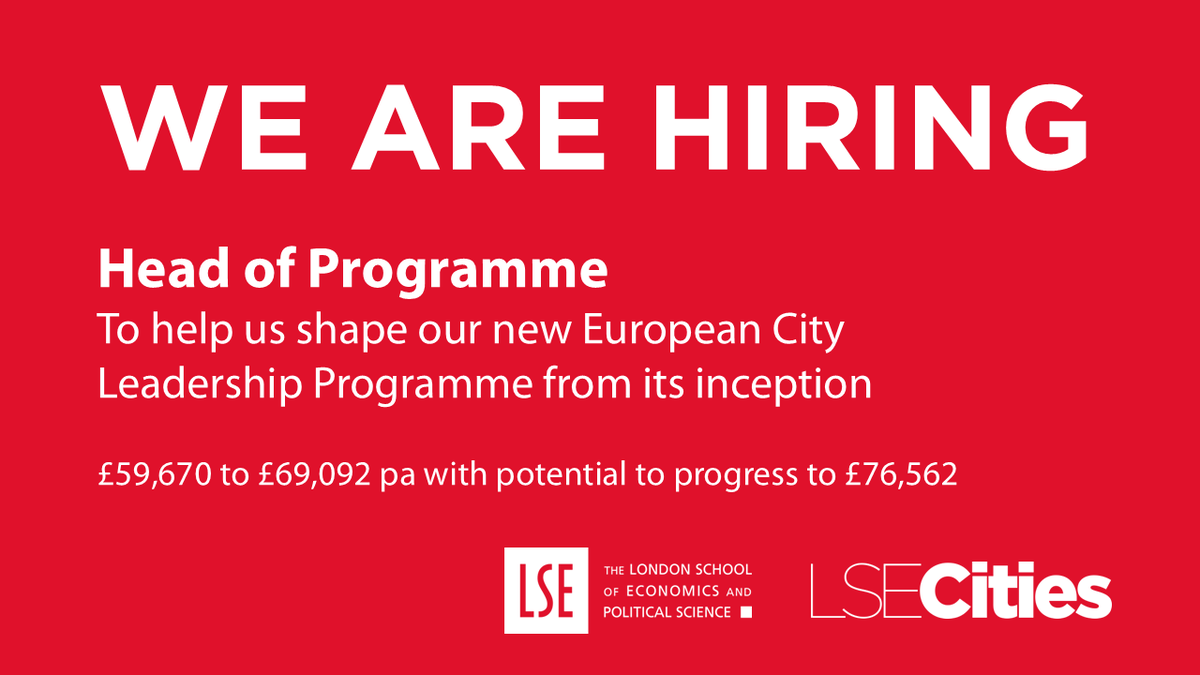 We are preparing to launch a ground breaking new capacity building programme for European city leaders. We are looking for a dynamic team leader to spearhead this effort.

Deadline: 15 Sept 11.59pm (UK) 
Start: Oct 2024

Apply now: lse.ac.uk/Cities/join-us…

#Hiring #JobAlert