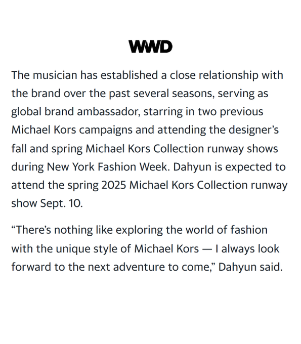 ONCExTWICEu's tweet photo. Global Ambassador Dahyun will be present at NYFW Sept 10. https://t.co/uhBZE2ulQ6