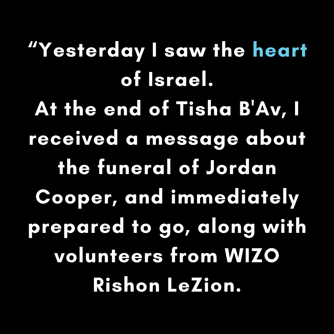 world_WIZO's tweet photo. "Yesterday I saw the heart of Israel," writes Ora Korazim, WIZO Israel's Chairperson after attending Jordan Cooper's funeral, along with thousands of Israelis who never met the former lone soldier. #jordancooper https://t.co/mUgKKHTnsb