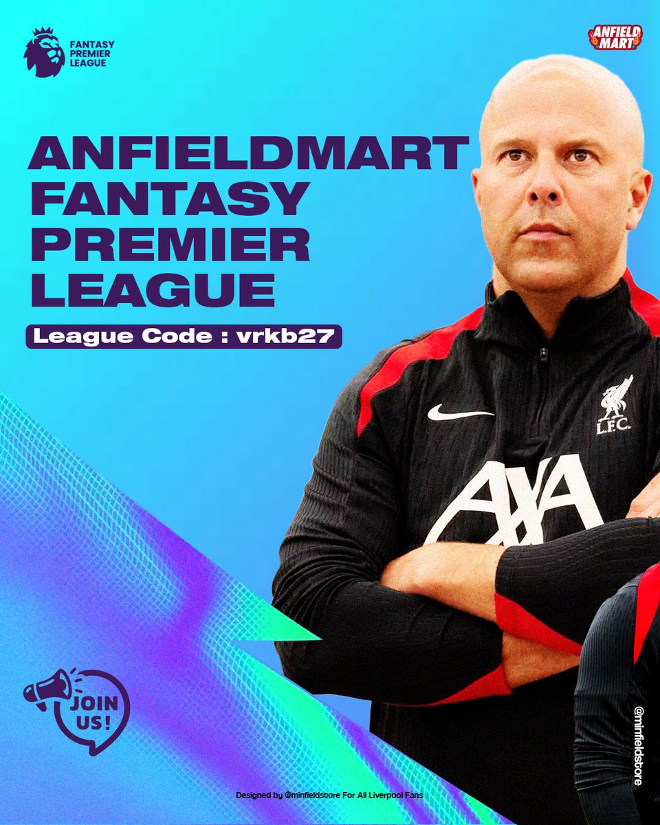 FANTASY PREMIER LEAGUE ANFIELDMART SEASON 2024/25

Hello Lads, mari gabung &amp; ramaikan FPL Anfieldmart 2024/25 banyak hadiah keren di akhir musim &amp; juga hadiah bulanan!

Tunjukin kemampuan kalian dalam meracik tim terbaik setiap Gameweeknya &amp; jadilah JUARA!

#FPL #YNWA 

CEK ↓↓