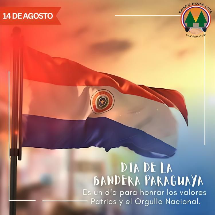 Cada 14 de Agosto se celebra uno de los símbolos más representativos de nuestro sentimiento patriótico 🇵🇾
¡Honremos nuestra hermosa Bandera Paraguaya! ❤️🤍💙