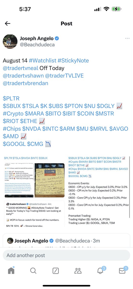 Beachdudeca's tweet photo. August 14 #Watchlist #MyFocus
$BOIL $YANG $TSLA $COIN
$SPXS $SOXS $SQQQ 🤔
$UBS $NU $DGLY $SERV $GRAL $CAH
$BALL $CMG $EQT $HUT $SBUX
$PLTR
$NVDA $AMD $INTC $SMCI $MU $SMH
$AAPL $GOOGL $META $AMZN
$COPX $AA $NEM $SLV
$CCL $RCL $NCLH $PENN $CZR
$SLRN https://t.co/aZ2pbOjkwB