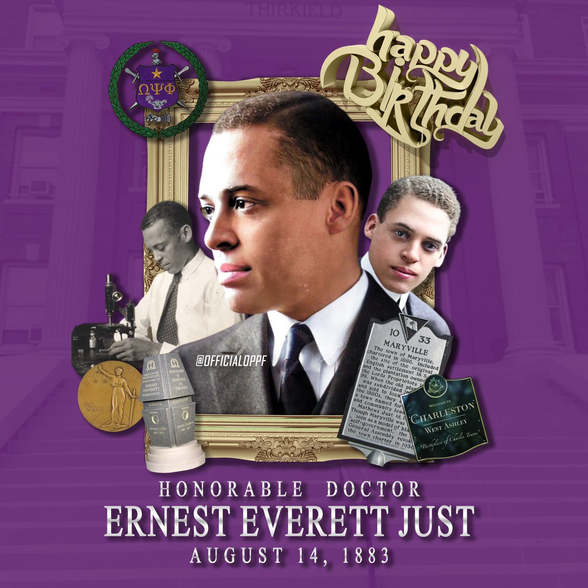 OfficialOPPF's tweet photo. On this day in 1883, Charleston, South Carolina gave us Ernest Everett Just. Born to Charles Frazier and Mary M. Just; the young professor, joined his vision and genius with that of 3 undergraduate juniors — and helped organize the Omega Psi Phi Fraternity. https://t.co/H0Od9uIqMi