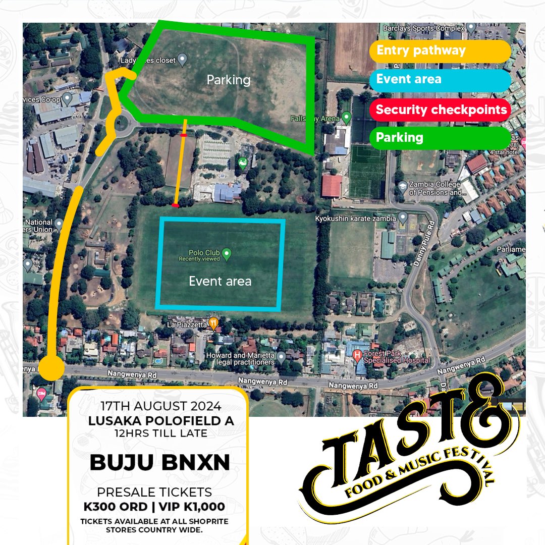 DigitalEventsZM's tweet photo. The Official Map for the Taste Food and Music Festival ✨🎊✨

Tickets are available at all ShopRite stores country wide. 

See you there!! 

#festivalmap 
#taste24 https://t.co/jmjf1zY4Fl