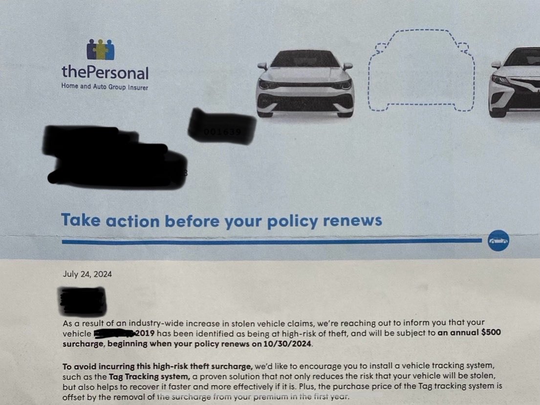 FSCH1909's tweet photo. @JustinTrudeau @fordnation @MichaelChongMP @CityNewsTO @CTVNews Can any of you explain why insurance companies are allowed to operate like this?  Noting that this $500 annual increase is in addition to a $600 annual increase last year, allegedly because of auto theft trends. https://t.co/9OhNC7cwkw