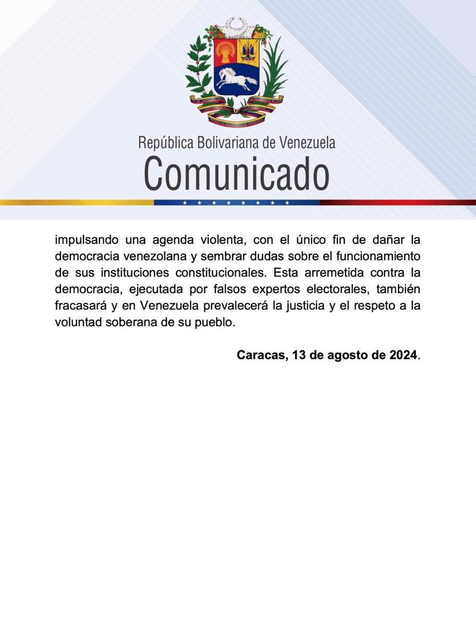 🇻🇪 rechaza de manera categórica la publicación del llamado “Informe Preliminar” del Panel de Expertos Electorales de la Organización de las Naciones Unidas.