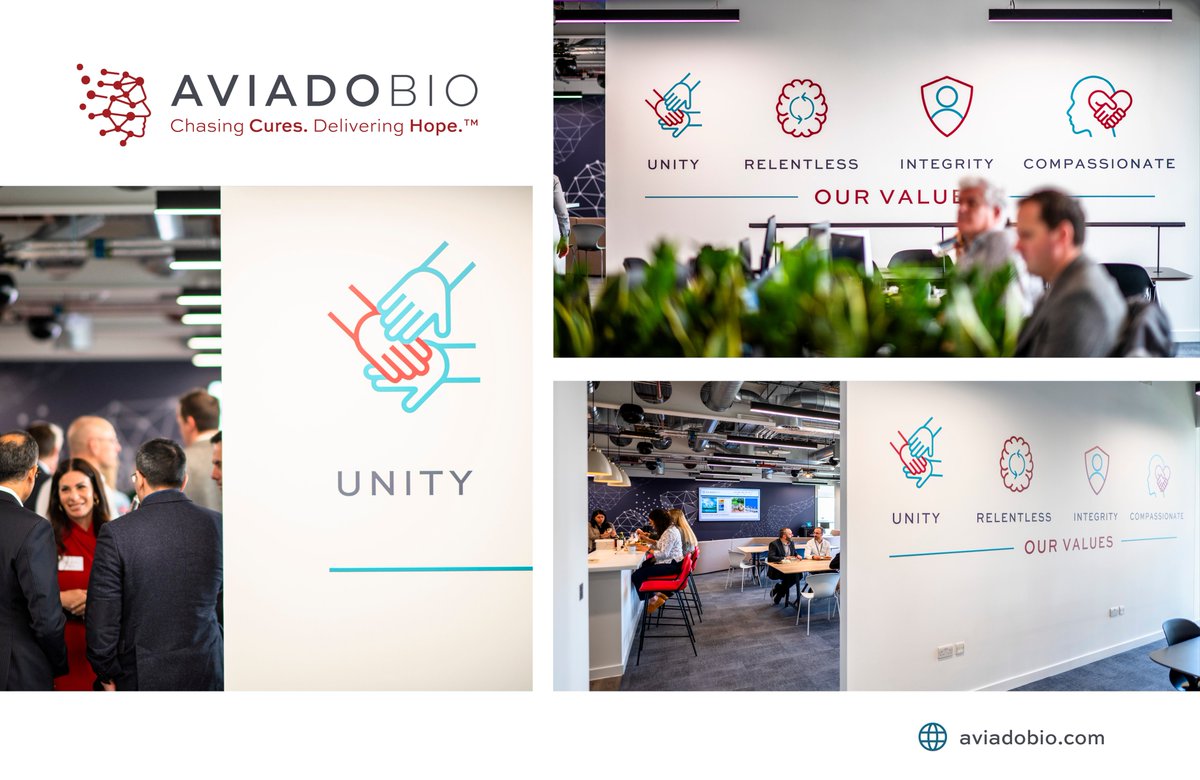 AviadoBio's tweet photo. Our values are the roadmap that guide everything we do here at #AviadoBio.

We’re proud to display them throughout our office as a testament to our commitment to deliver the future of #GeneTherapy.

Learn more about what we stand for: https://t.co/XyvRRB72gu https://t.co/ecSp7nAQ2g