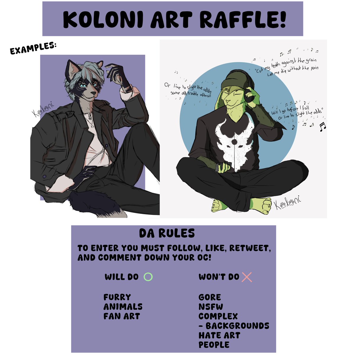 Raffle time! If you have any questions please do DM me or comment down below. Winner will be announced on 28/08! Good luck everyone! ✨

#furryart #furryartist #furry #furryraffle #artist #artraffle
