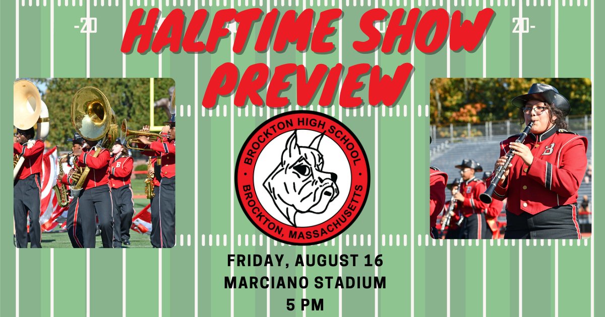 The BHS Marching Band previews its 2024 halftime show program on August 16 at 5 pm at Marciano Stadium!